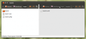 Screenshot Nautilus mit aktiver linker Pane