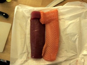 300g Lachs und 300g Thunfisch