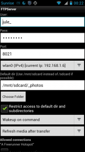 Screenshot FTPServer - Einstellungen