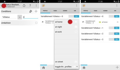 Profil erstellen in Tasker