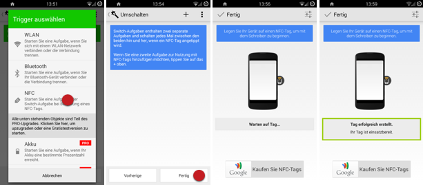 Trigger Aufgabe erstellen mit NFC Auslöser